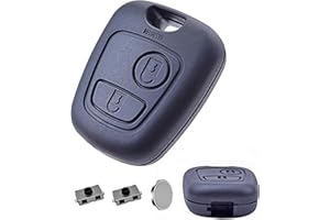 ANGOFIZ Coque Clé Télécommande sans Lame Compatible avec Citroen Berlingo Picasso Saxo Xsara Peugeot Partner 406 Modèle Lame à Insérer sans Vis + 2 Boutons Poussoir Switch +Pile