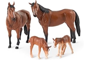 Terra by Battat Branford AN2822Z Figurine Famille 4 Chevaux Animaux de Grange Marron