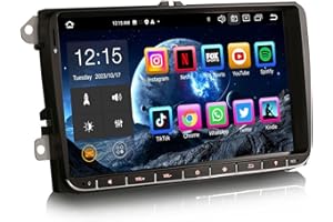 Erisin 9 Zoll 8-Kern 4GB + 64GB Android 13 Autoradio mit Navi GPS Für VW Polo Golf 6 Golf 5 T5 Caddy Passat Tiguan SEAT Bluetooth Wireless CarPlay Android Auto DSP WiFi OPS RDS DAB+ SWC USB