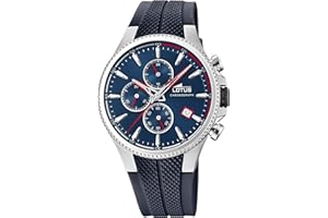 LOTUS Reloj Hombre Analógico de Caucho - Movimiento de Cuarzo Reloj Deportivo Hombre - Cronógrafo - Calendario - Cristal Mineral de Alta Resistencia - Resistente al Agua 5 ATM 18621 Chrono