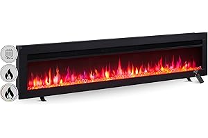 BALDERIA Chimenea eléctrica Agnes 60" | Chimenea 3 en 1 de Suelo, Pared o empotrada, LED Efecto Llama 3D, Regulable, con calefacción 1800W, Temporizador, termostato, Control de Arranque| Negro