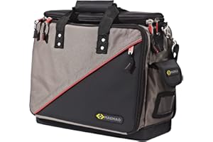 C.K Magma Werkzeugtasche Plus für Techniker | 460x210x420 mm | MA2632 | Effiziente Organisation | Strapazierfähig & wasserdicht | 50 Fächer | Hellrotes Innenfutter