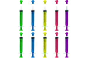 FINEASY 10 Pack 10ml Plastic Syringe with Cap, Colourful Syringe Reusable, Disposable Sterile Syringes for Scientific Labs Measuring Baby Medicine Dispensing Animal Feeding Plant Watering