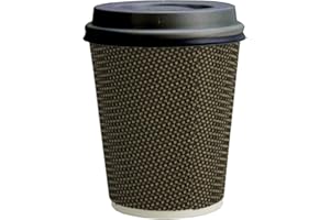Signature Packaging - Ripple Paper Coffee Cups with Lids - 12oz / 354ml - 25 Pack