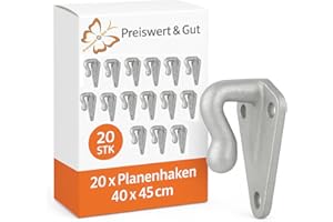 ‎PREISWERT & GUT Preiswert&Gut 20 x Planenhaken für Anhänger Metall Spannhaken Abmessungen 40 x 45 cm Zurrhaken Netzhaken zur Befestigung von Anhängernetzen oder Planen