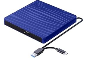QDSYLQ Lettore CD DVD Esterno per PC Portatile USB 3.0, Slim USB C CD DVD RW Masterizzatore CD Esterno per Macbook, Desktop, PC, Laptop, Compatibile con Windows 11/10/XP/8/7/Vista/Linux/MacOS, Blu