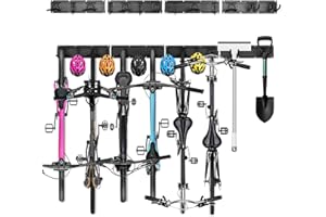 HUTIGERTECH Support mural pour vélos et casque, 4 ou 6 versions de vélos,Support intérieur réglable pour le garage ou la maison, Support vertical pour vélos, Support pour vélos de route ou de montagne