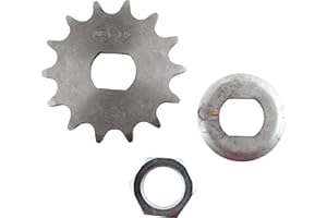 BISOMO 3-teiliges Set aus Ritzel 14 Zahn, Befestigungsmutter und Sicherungsblech für Simson