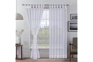 Megachest sheer Voile Tab Top Curtain (cotton-look white, 56" wideX54 drop(W142cmXH137cm))