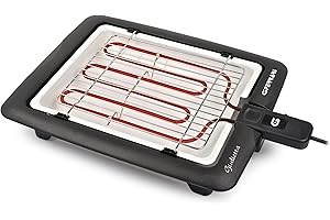 G3 Ferrari G10024 Giulietta Barbecue Elettrico, 2000 W, Griglie Inox, Area cottura 31 x 25 cm, Vassoio porcellanato per facile pulizia, Resistenza in acciaio corazzato, Griglia doppia, Nero