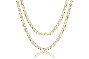 RWQIAN Collana Cubana per Uomo 4.5mm/6mm/9mm Argento Acciaio Inossidabile Catena a maglia Ragazzi Catena a maglia Gioielli Cubani Catena Hip-Hop Lunghezza 46-61CM