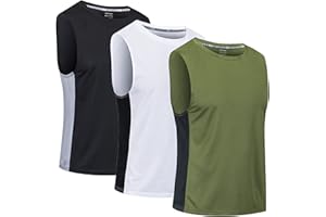 Cimic 3 Piezas Camiseta Tirantes Hombre Secado Rápido Respirable con Rayas Reflectantes para Running Gimnasio