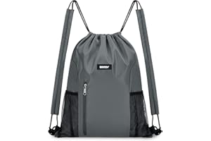 WANDF Kordelzug-Rucksack mit Schulterpolster und Netztasche für Sport und Gym - für Damen und Herren