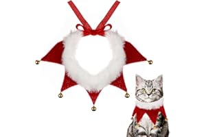 AMOSFUN Christmas Pet Collar Adjustable Dog Collar with Jingle Bell Decorations Christmas Costume Accessories for Small Dog Cat Puppy Kitten Size (Color)