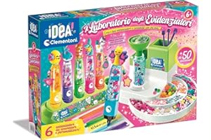 BIEMBI Laboratorio degli Evidenziatori Originale Made in Italy Kit Creativo per Bambini, con 50+ Accessori e 6 Evidenziatori Personalizzabili + Omaggio portachiave e penna