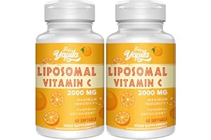 YAPILA Vitamine C Liposomale 2000 Mg Gélules(2 Paquets), Absorption Maximale, Dosage élevé en Vitamine C, Acide Ascorbique, Complément Antioxydant, Sans Soja, Non-GMO