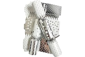 Gyoungt Luxury Chritmas Crackers, 10 Hats 20 Strings 10 Jokes Christmas Party Game DIY Cracker Make Your Own Christmas Cracker Festive Seasonal (Silver)