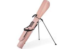 FREEAMG 120CM Sac de Golf avec Support, Sac de Golf Léger et Portable pour 7 à 8 Clubs de Golf, 2 Poches, Bretelles Réglables pour Le Practice, Les Parcours par 3 et Les Parcours Exécutifs (Rouge)