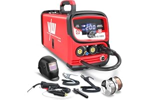 2025 Nuovo Saldatrice MIG 200A Saldatrice A Filo Continuo Senza Gas, 4 in 1 MIG/MAG/Lift TIG/MMA Inverter Saldatore con 1 KG di Filo di Saldatura e IGBT - VECTOR WELDING