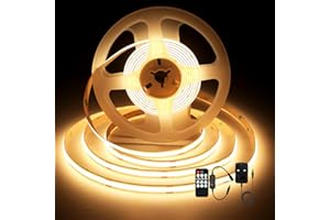 SIRYYUI COB LED Strip Lights 3M, 3000K Warm White Dotless Dimmable LED Strip, 480LEDs/M,Super Bright DC24V LED Light Strip,CRI 90+ with RF Remote and UKCA Power Supply for DIY Home Decoration