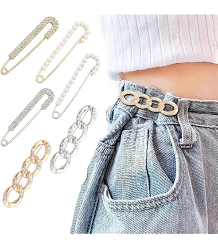 EMSea 4 Spille Donna Cristallo E Perle | Forma Canna Di Zucchero | Oro E Argento | Accessori Per Sciarpe, Cappelli E Maglioni - 2