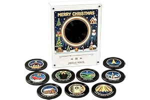 Jul musik magneter för kylskåp, 9 st vinylspelare kylskåp | Programmerbar uppspelning MP3 för jul skrivbord estetisk dekor, retro kylskåp musik magnet spelare med LED-ljus och 9