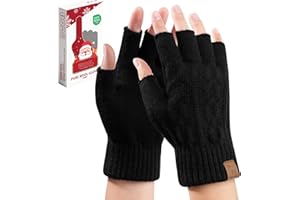 TOMEEK Gants Hiver Homme Sans Doigts Mitaine Femme 100% Laine Chaud Gant de Travail Extensibles Mitaines pour Cycliste l'extérieur Gant Hiver Femme