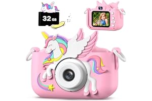Cimizi Appareil Photo Enfant, 2.0 Pouces Appareils Photos Numériques Cadeau Jouet pour Enfants 3 à 12 Ans, Cadeau Garçons & Filles de Noël d'anniversaire, Enregistreur Vidéo HD 1080p avec 32GB Carte