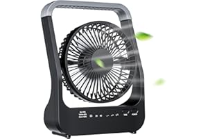 ATEngeus Ventilateur de bureau USB 6" avec batterie 20000 mAh Petit ventilateur de table Tête réglable à 3 vitesses rotatif à 180 ° pour bureau à domicile Table de chambre et bureau en plein air