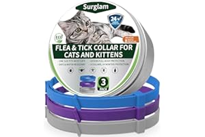 SURGLAM Collier Anti Puces Chat, Collier Anti-Puces et Anti-Tiques pour Chats, Collier Antiparasitaire Chat, 24 Mois Protection Collier Puce Chat, Naturel Chat Collier Traitement Contre Puces et Tiques-B-V-G