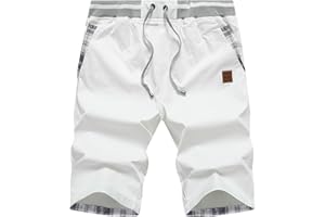 Djtnzdm Pantaloncini Uomo Cotone Cargo Estivi Eleganti Casual Elastico Bermuda Chino Shorts Classico Pantaloncini Corti Uomo con Tasche