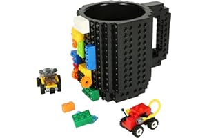 Lumsburry Build-on Bricks Tassen Becher, Kreative DIY Kaffeetasse Baustein Kaffee Tee Trinken Spaß Trinken Geschenk (Schwarz)