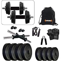 Kore PVC-DM Combo (4 Kg - 26 Kg) Home Gym and Fitness Kit with Gym Accessories