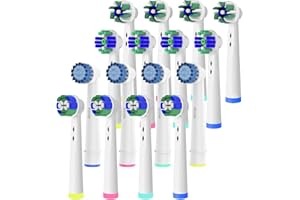FREZAHN 16pcs Toothbrush Heads Compatible with BRAU Oral B Electric Toothbrush, 4pcs Cross, 4pcs 3D White, 4pcs Sensitive, 4pcs Precision, Four Models in one Pack