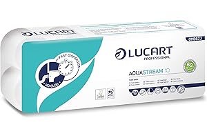 Lucart Professional, AquaStream 10, Carta Igienica a Rotolo ad alta dissolvenza in pura cellulosa, Ideale per Bagni Pubblici e Uffici, 10 Rotoli da 200 strappi per confezione, 9,5x11 cm