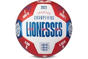 Hy-Pro Officially Licensed England Lionesses Euro Champions Signature Football | Size 5, White/Red/Blue, Merchandise, Collectible For Kids and Adults