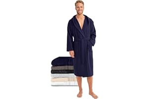 Twinzen Peignoir de Bain Homme 100% Coton - Eponge, Doux, Absorbant, Certifié Oeko-Tex