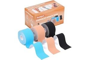 DOMIGARD 3 Rolls Kinesiology Tape, 5cm*6m Uncut Physio Tape Elastic Self-Adhesive Bandage Sports Tape Strapping for Injury, Support Muscle Tape, Kt Tape Athletic Tape Ankle Knee,Breathable & Waterproof