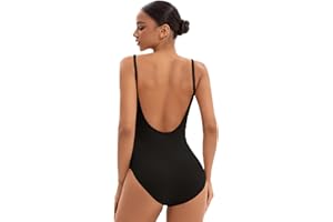 NEWCHAO Women's Ballet Backless Neck Tank Leotard, Dance Removable Camisole Leotard with Adjustable Straps for Gymnastics Bodysuit Yoga