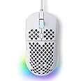 TMKB Falcon M1SE Ultralight Honeycomb Gaming Mouse, High-Precision 12800DPI Optical Sensor, 6 Programmable Buttons, Customizable RGB, Drag-Free Paracord, Ergonomic, Wired - Matte White
