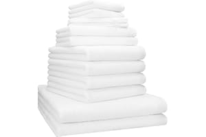 ‎BETZ Betz Berlin Handtuch-Set 12-teilig – 100% Baumwolle – Oeko-TEX® Zertifiziert – extra saugfähig & weich – hohe Grammatur – Duschtücher, Handtücher, Gästetücher & Waschhandschuhe Farbe Weiß