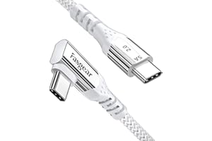 Fasgear Kabel USB C do USB C Kątowy 90 stopni 100 W Kabel 5A PD Fast Charge typu C Kompatybilny z Mac-Book Pro Air i-Pad Pro 2020 Galaxy S20 Huawei P40 Lenovo ThinkPad Dell XPS HP (Biały, 3 m)