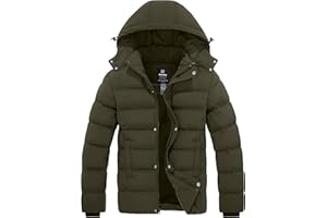 Wantdo Abrigos Cálido Invierno Abrigo Forro Polar Grueso Parka Casual Militar Exteriores Chaquetas Capucha Integrada Bolsillos Múltiples Hombre