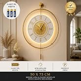 MetaQuartz Aksesuar Led&rsquo;li Gold 7-24 Kristal - B&uuml;y&uuml;k Boy (50X75CM)-(3 ADET PİL HEDİYE) Dekoratif MetalDuvar Saati 40 lık gold