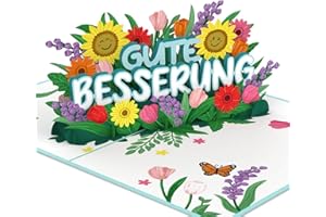 ‎PAPERCRUSH papercrush® Pop Up Gute Besserung Karte – 3D Genesungskarte mit Blumen für Frauen, Männer und Kinder (Mädchen & Junge), Genesungswünsche für Kollegin, Viel Kraft für die Genesung, Werd schnell gesund