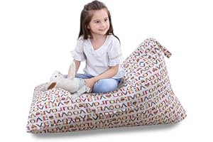 iFCOW Bean Bag Portaoggetti per Animali di Peluche Organizzatore di Giocattoli per Bambini con Manico Sedile Premium per Bambini Adulti Comodo Lettino