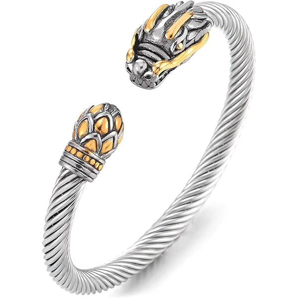 Bracciale Argento 925 Uomo Bracciale Uomo Acciaio Inossidabile A Catena Con Drago - Design Maschile, Regolabile Bracciali Da Uomo - Foto 3