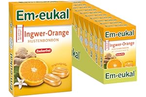 ‎EM-EUKAL Em-eukal Hustenbonbons Minis Ingwer-Orange, Zuckerfrei, 10x50g