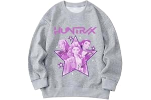 Genérico Sudadera Huntrix Anime para niñas Top Casual Manga Larga para niñas con Estampado de Animados con Estampado de Manga Larga Sudadera niños Top Casual