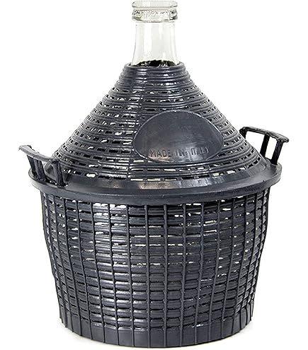 AMBROSIO Wijnballon 20 Liter Met Kunststof Mand + Rubberen Stop + Handleiding - Made In Italy